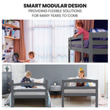 KINGSTON SLUMBER Single Bunk Bed Frame, Solid Pine 2-in-1 Modular Design, Converts to 2 Single Beds, V219-BEDBFSKS14GA