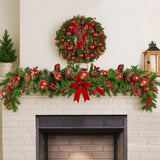 Christabelle 1.85m Christmas Garland with Red Berries Pine Cones Baubles Bows Tree Decoration O 112_GUE511