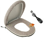 USB-Powered Heated Toilet Seat Cover Set with Soft Plush Fabric, Adjustable Temperature & Timer, V1341-ZY-MHRZXXBW-KHAKI