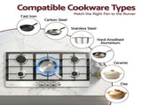 Devanti 90cm Gas Cooktop 5 Burner LPG NG Stainless Steel Hob Silver CT-GAS-5B-L-SS