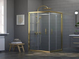 Adjustable 1100x900mm Double Sliding Door Glass Shower Screen in Gold V63-845181