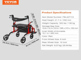 2 in 1 Rollator Walker & Transport Chair for Seniors, Folding Rolling Walker Wheelchair Combo & V952-EHYZXQCKJLQ8WW1ZSV0
