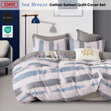 Ardor 250TC Sea Breeze Cotton Sateen Quilt Cover Set King V442-INT-QUILTCS-250TCSEABREEZE-BLUE-KI