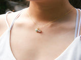 Gift Box - Aroma Necklace 925 Silver, Gold coated - Green Shell Dreamy Lavender V760-GBAJ - 14