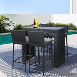 Gardeon 5-Piece Outdoor Bar Set Dining Table Stools Wicker Patio Setting FF-BARSET-BACK-BK-5AB