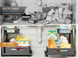 CARLA HOME Under Sink Organiser 2-Pack - Sliding Drawer - Black - Adjustable Under Sink Organiser V178-36590