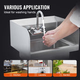 VEVOR Commercial Sink with Faucet and Side Splash, NSF Stainless Steel Sink for Washing, Small V952-SYXSPYDSB14104S2GV0