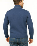 100% SHETLAND RAGG WOOL Half Zip Up Knit JUMPER Pullover Mens Sweater Knitted in Sky - M V563-SW-HZ-SKY40-M