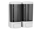 Double Soap Dispenser Drip Proof Wall Mounted Gel Hand Soap Dispenser for Bathroom 320mlx2 White V1294-YM0901-3112250038411