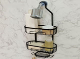 Bathroom Shower Rack, Shower Caddy Hanging, No Drilling Shower Racks with Soap Holder&Hooks, V1370-AZ4-18879