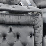 1 Seater Sofa Grey Velvet Fabric Solid Wood construction Silver Stainless Steel Trim V43-SOF-DUK1SGR-S