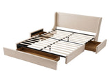 Artiss Double Upholstered Bed Frame with 3 Storage Drawers Wingback Headboard Heavy Duty Metal BFRAME-G-SEAN-D-BG-ABCD