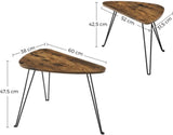 VASAGLE Nesting Table Triangle Rustic Brown and Black V227-9101101022141