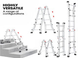 Bullet 2.9m Folding Aluminium Multipurpose Ladder, w/ Workshelf Platform, Spring Assisted Rapid V219-TOLLDABU29AA