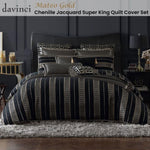 Davinci Mateo Gold Yarn-dyed Chenille Jacquard Quilt Cover Set Super King V442-LED-QUILTCS-MATEO-GOLD-SK