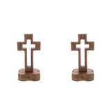 2pcs Wooden Standing Cross Set Table Decor with Stand Christian Wood Cross Statue for Home or Church V1370-AZ4-23195