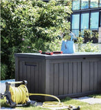 60 Gallon Outdoor Storage Deck Box, 227L Resin Patio Storage Box with Lockable Lid, Waterproof-Look V1338-WAK0074