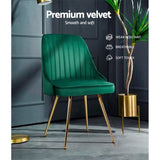 Artiss Dining Chairs Set of 2 Velvet Channel Tufted Green UPHO-D-DIN203C-VEL-GNX2