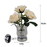 Rose Table Lamp with Glass Vase Battery Operated LED Artificial Flower Lamp for Bedroom Romantic V1366-AZ2-W-12683