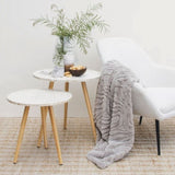 J Elliot Home Rita Silver Grey Faux Mohair Throw Rug 130 x 160cm V442-IDC-THROW-RITA-GREY-RE