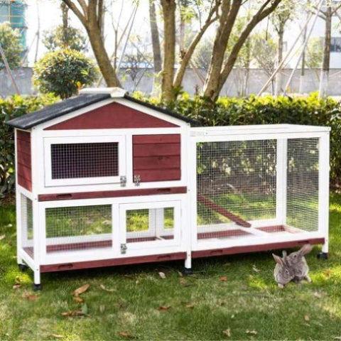 YES4PETS Double Storey Large Rabbit Hutch Guinea Pig Cage , Ferret Cage With Pull Out Tray On Wheels V278-RH368-NEW