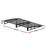 Instahut Window Door Awning Canopy 1mx2m Grey Solid Sheet Metal Frame AWN-B-1X2-SLD-METAL-GR