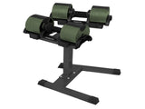 Powertrain Eon Dial Up 90KG Adjustable Dumbbells Pair with Stand - Green DMB-B14-045-GN-2S