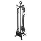 Fireplace Tool Set, 5 PCS Tool Set and Holder with Four-Prong Stand, Tongs, Ash Shovel, Brush, V952-BLGJTJ5JTSZGDJ6II001V0