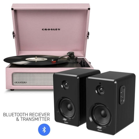 CROSLEY Crosley Voyager Bluetooth Portable Turntable - Amethyst + Bundled Majority D40 Bluetooth V177-IW-CR8017BMY-AM4