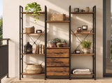 Levede Bookshelf 10 Open Cubes 3 Fabric Drawers Wood Black CH1180-BR-AU