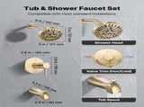 Tub and Shower Faucet Set, Complete with 127 mm Rainfall Shower Head and Bathtub Spout, 8-Setting V952-YGHLLTZHHWHWLKQ5W001V0