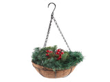 Artificial Christmas Hanging Basket Flocked with Mixeds and White LED Lights Outdoor V1294-YM0523-10320997