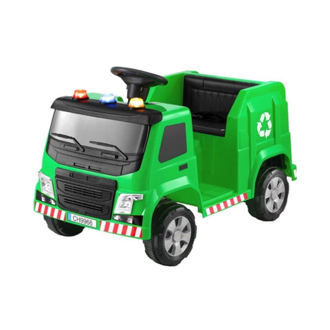 Rigo Kids Ride On Car Garbage Truck Police Light 12V Electric Toys Cars Green RCAR-C-POLICE-TRUCK-12V-GN