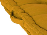Ochre Yellow Tufted Cotton Floor Cushion with Handle, Extra Thick, 38.5 x 38.5 x 8 cm V1188-MS-731-118