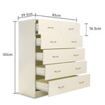 Tallboy Dresser 6 Chest of Drawers Storage Cabinet 85 x 39.5 x 105cm CBT-KLN-085-040-105-WHT