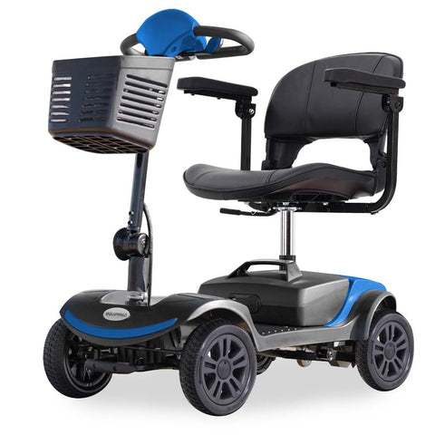 EQUIPMED Electric Mobility Scooter Portable Folding for Elderly Older Adult, SmartRider Black & Blue V219-EQMOHC07A