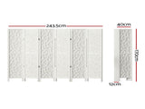 Artiss 6 Panel Room Divider Screen 244x170cm Clover White RD-4016-6P-WH