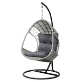 Gardeon Outdoor Egg Swing Chair Wicker Furniture Pod Stand Armrest Light Grey HM-EGG-RAN-S-ARM-LGR