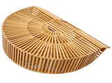 Vintage Bamboo Bag Women Semicircular Woven Handbag Hollow Beach Tote for SummerL V1294-YM0901-3117210073111