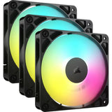 Corsair RS120 ARGB 120mm PWM Fans - Triple Pack - Black 72.8 CFM, 2100 RPM, 36 dBA, 0.4A, RGB V1202-V2-CFCO-RS120X3-ARGB-BK