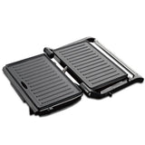 Versatile Electric Grill and Panini Press with Brushed Stainless Steel Lid, Double-Sided Non-Stick V1341-ZY-FQQ757ER-SILVER
