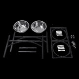 Dual Elevated Raised Pet Dog Puppy Feeder Bowl Stainless Steel Food Water Stand V63-827551
