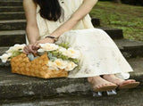 Handwoven Wooden Chip Handheld Decorative Basket, Baking Pastry Container, Living Room Floral V1221-XM-LB3875-ZS92