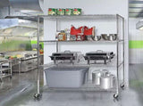Modular Wire Storage 150x45cm Steel Shelving Chrome With Wheels For Garage Warehouse Or Kitchen V63-841191
