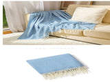 Blue Elegant Herringbone Tassel Throw Blanket - Large Acrylic Faux Cashmere Soft Cozy Blanket for V888-ELOSUNG32115