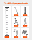 VEVOR Multi-Purpose Folding Ladder 7-in-1 4 Step 15.5ft with Scaffolding Plank V952-DGNZDTLHJ4JPVKGVPV0
