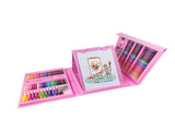 Pink 208-Piece Kids Art Set with Built-in Trifold Easel Drawing and Painting Kit for Students with V888-ELOSUNG43178