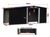 Wallaroo Garden Shed with Semi-Close Storage 4*8FT - Black GSS-BSW-48S-BK