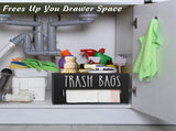 Trash Bag Dispenser, Wooden Garbage Bag Holder, Fits Most Standard Sizes, Wall Mount or Countertop, V1366-AZ2-W-14615