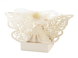 50 Piece Pack - Ivory Cream Butterfly Wedding Engagement Party Bomboniere Favour Lolly Gift Almond V382-IVORYBTTRFYBOX50